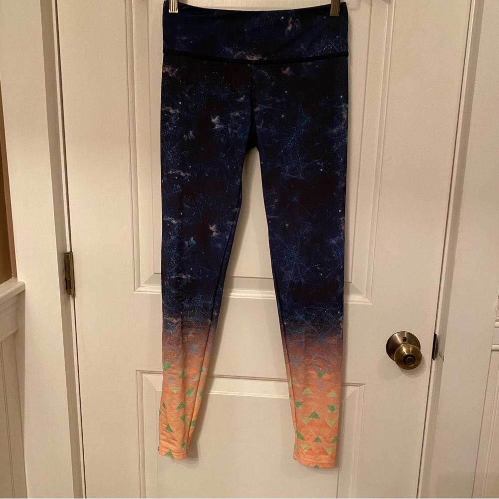 ONZIE PANTS LEGGINGS ACTIVE BLUE PEACH ORANGE CELESTIAL SIZE S/M